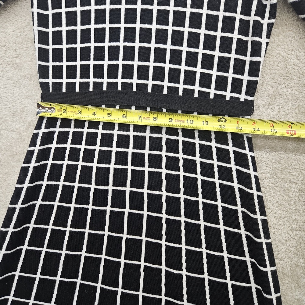Modern Minimalist Black White Grid Knit Sweater Dress Medium Art‎ Core Geometric - Picture 7 of 10